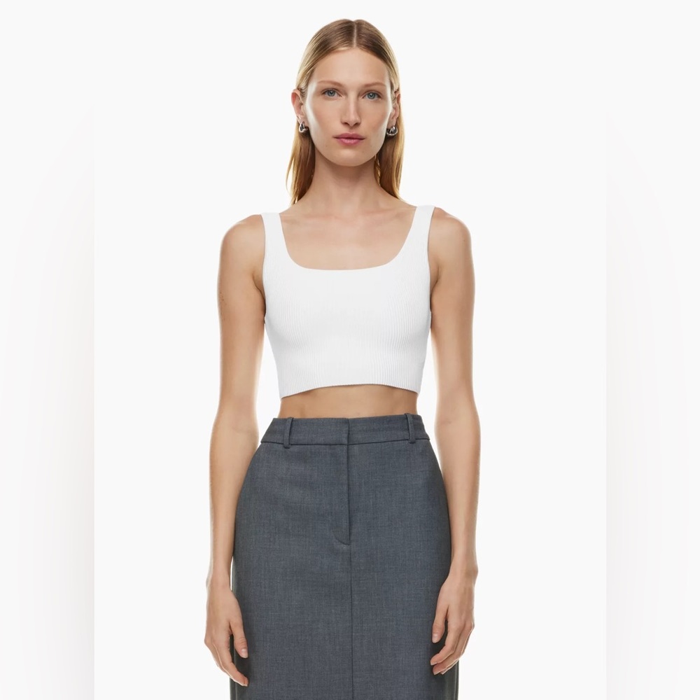 Aritzia Babaton Sculpt knit Squareneck Cropped Tank White M